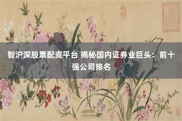 智沪深股票配资平台 揭秘国内证券业巨头：前十强公司排名