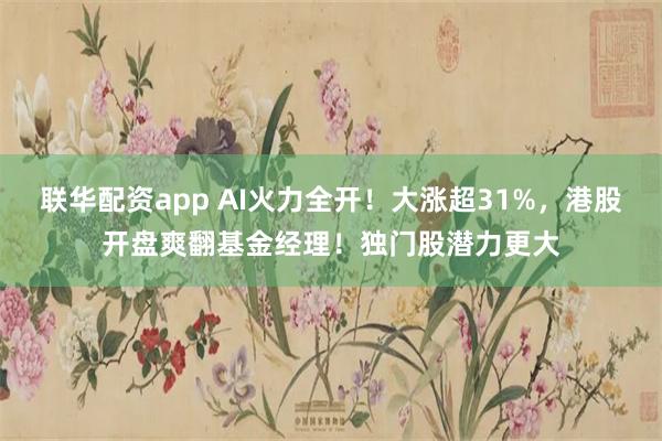 联华配资app AI火力全开！大涨超31%，港股开盘爽翻基金经理！独门股潜力更大