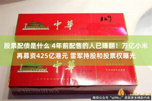 股票配债是什么 4年前配售的人已赚翻！万亿小米再募资425亿港元 雷军持股和投票权曝光