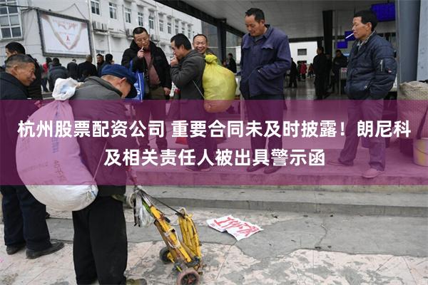 杭州股票配资公司 重要合同未及时披露！朗尼科及相关责任人被出具警示函