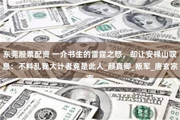 东莞股票配资 一介书生的雷霆之怒，却让安禄山叹息：不料乱我大计者竟是此人_颜真卿_叛军_唐玄宗