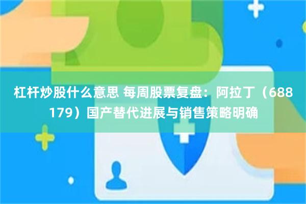 杠杆炒股什么意思 每周股票复盘：阿拉丁（688179）国产替代进展与销售策略明确