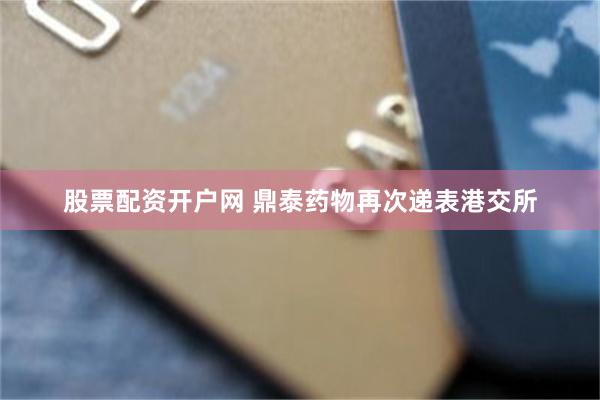 股票配资开户网 鼎泰药物再次递表港交所
