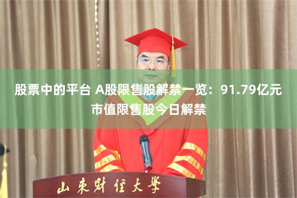 股票中的平台 A股限售股解禁一览:91.79亿元市值限售股今日解禁