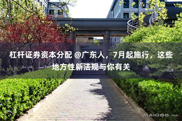 杠杆证券资本分配 @广东人,7月起施行,这些地方性新法规与你有关