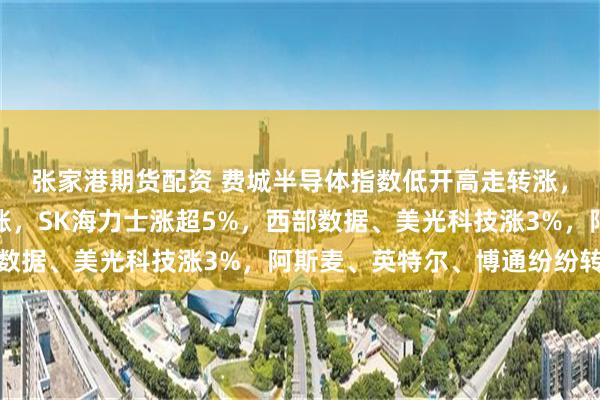张家港期货配资 费城半导体指数低开高走转涨，半导体硬件股强势上涨，SK海力士涨超5%，西部数据、美光科技涨3%，阿斯麦、英特尔、博通纷纷转涨