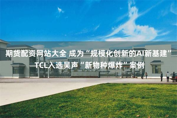 期货配资网站大全 成为“规模化创新的AI新基建” TCL入选吴声“新物种爆炸”案例