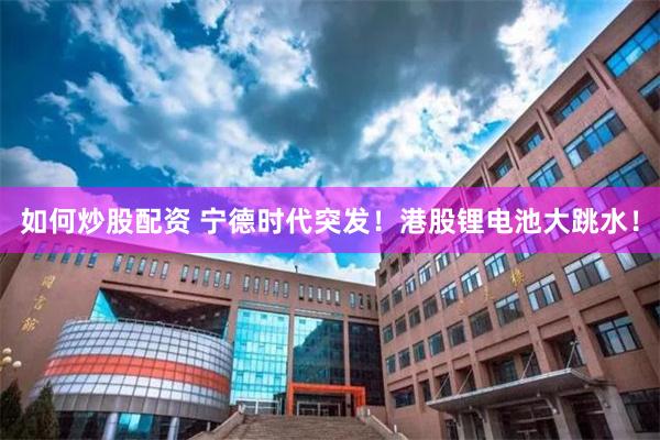 如何炒股配资 宁德时代突发！港股锂电池大跳水！